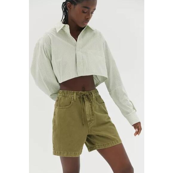 BDG Urban Outfitters Poppy Overdyed Denim Drawstring Short in green size large - Picture 1 of 12